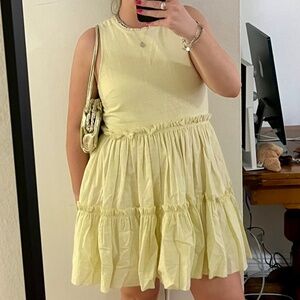 Cinq A Sept Yellow Ruffle Mini Bow Sleeveless Song Dress Size XS